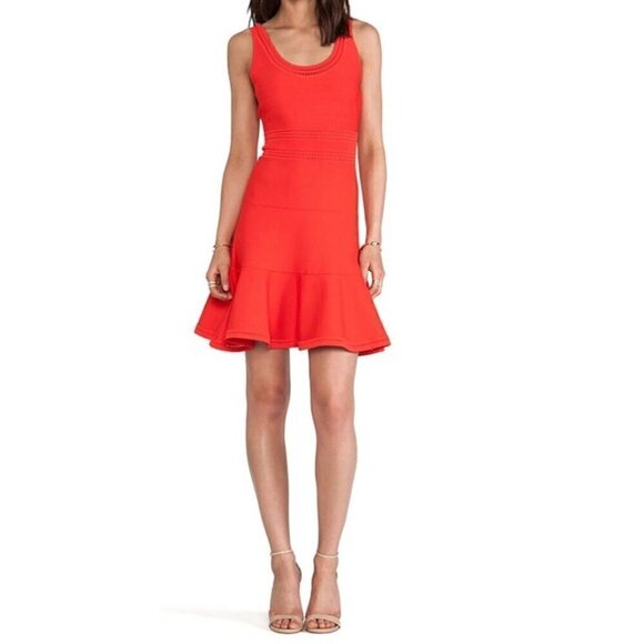 Diane Von Furstenberg Red Sleeveless Knit Flared Hem Dress P - Picture 1 of 9